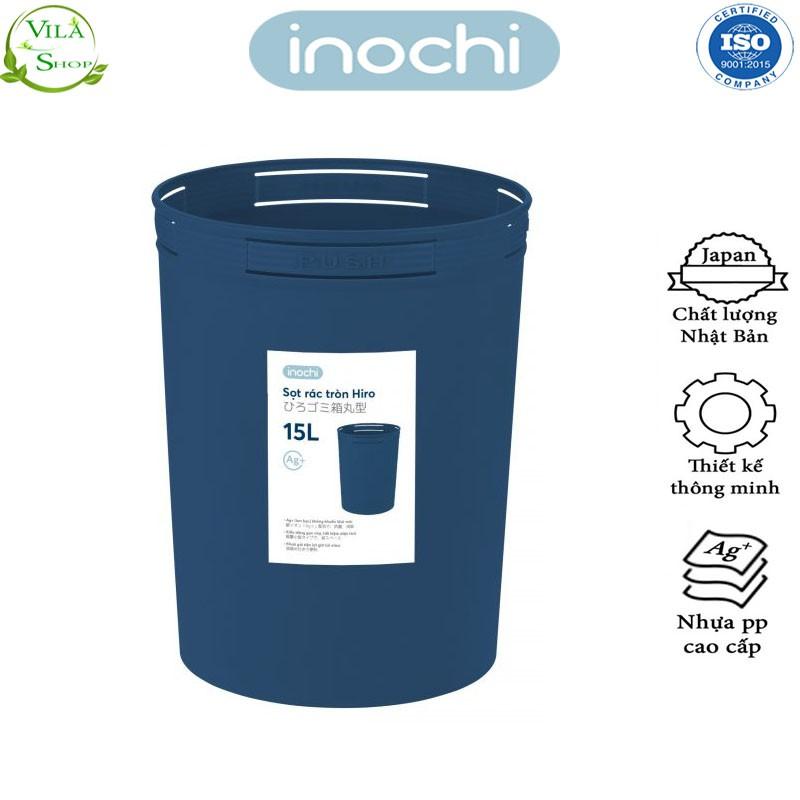 Thùng Đựng Rác, Giỏ Rác - Sọt Rác Tròn Hiro 5L-10L-15L Inochi Có Cài Túi Rác Đa Năng Tiện Lợi