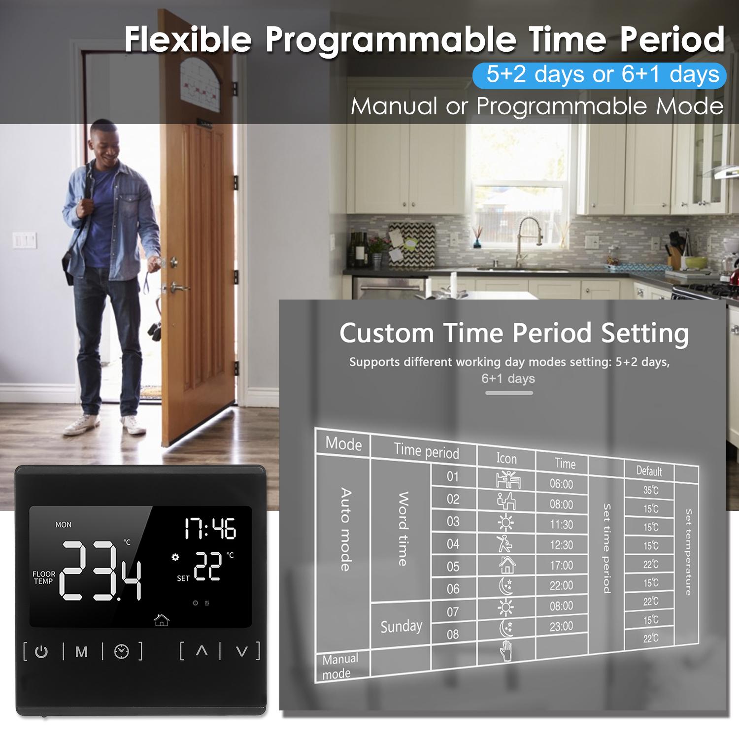 Smart Touchscreen Thermostat for Home Programmable Electric Water Heating System Thermoregulator AC 85-250V Temperature