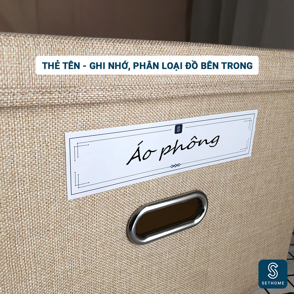 Hộp vải đựng đồ quai inox SETHOME đa năng giỏ đựng quàn áo mỹ phẩm sách vở thùng đựng đồ cá nhân nắp rời cao cấp an toàn