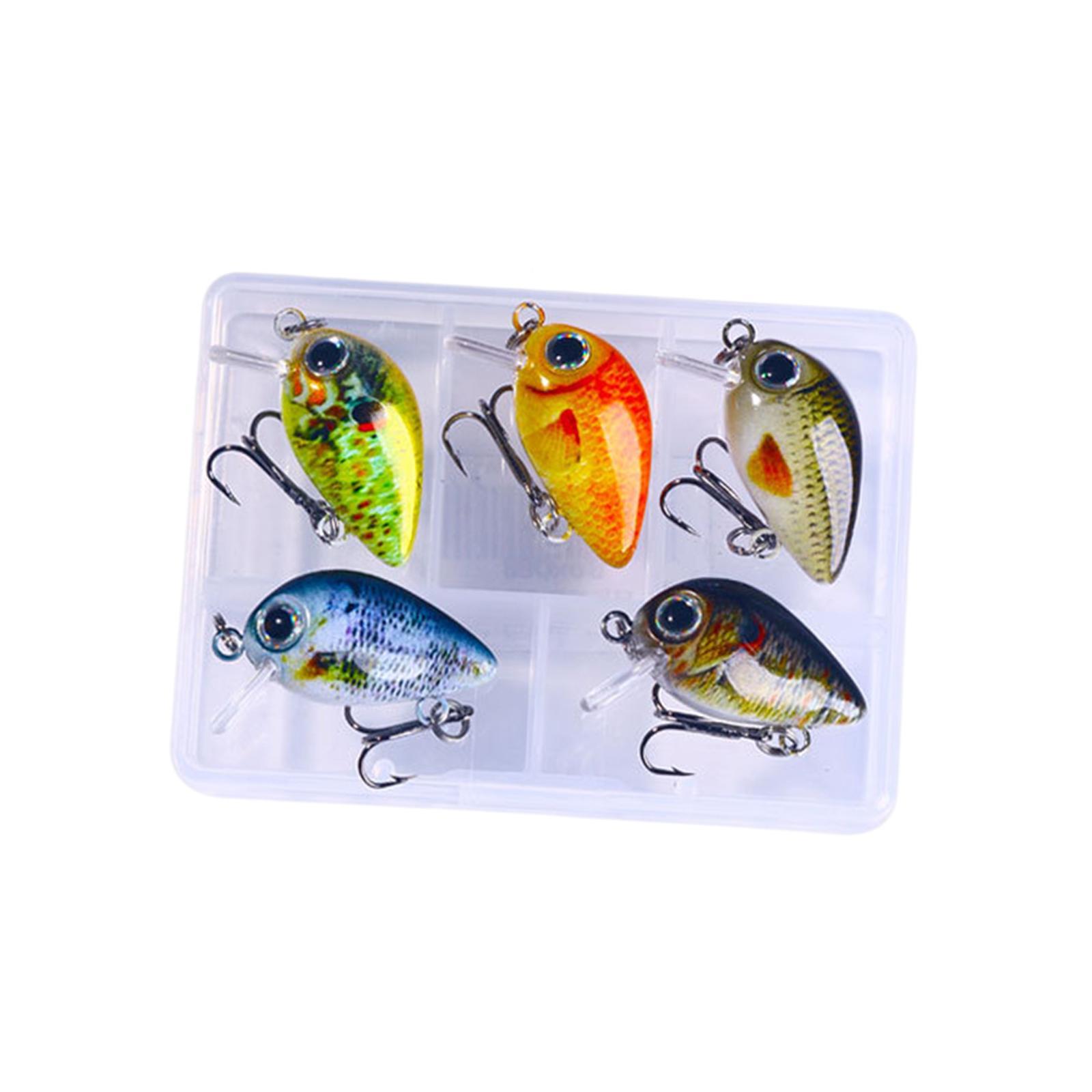 5Pcs Mini Crankbait Fishing Lures Lures 1.5G with Box Lifelike Artificial Fishing Swimbait for Walleye Perch Redfish Bass Boat