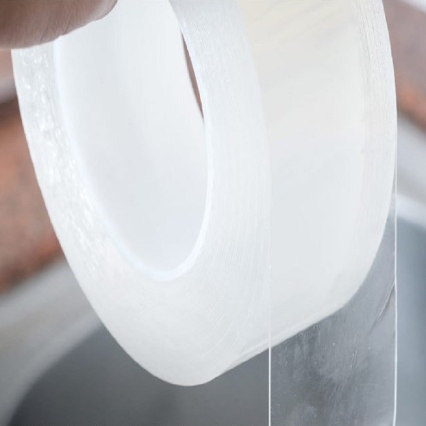 Băng keo chống thấm nước nhà bếp, nhà tắm, nhà vệ sinh trong suốt 5cm x 5m keo dày 0.8mm. Tặng kèm dao cắt