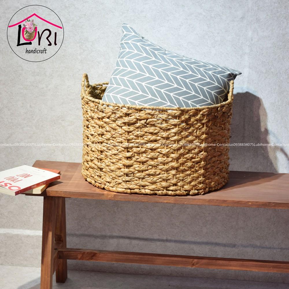 Lubi Home - Sọt đựng đồ lục bình hình oval đan bím - đơn giản, sang trọng