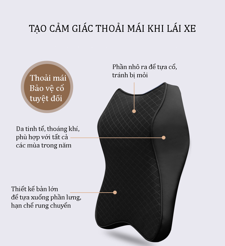 Gối tựa đầu xe ô tô cao cấp bảo vệ cổ, lưng, cột sống khi lái xe