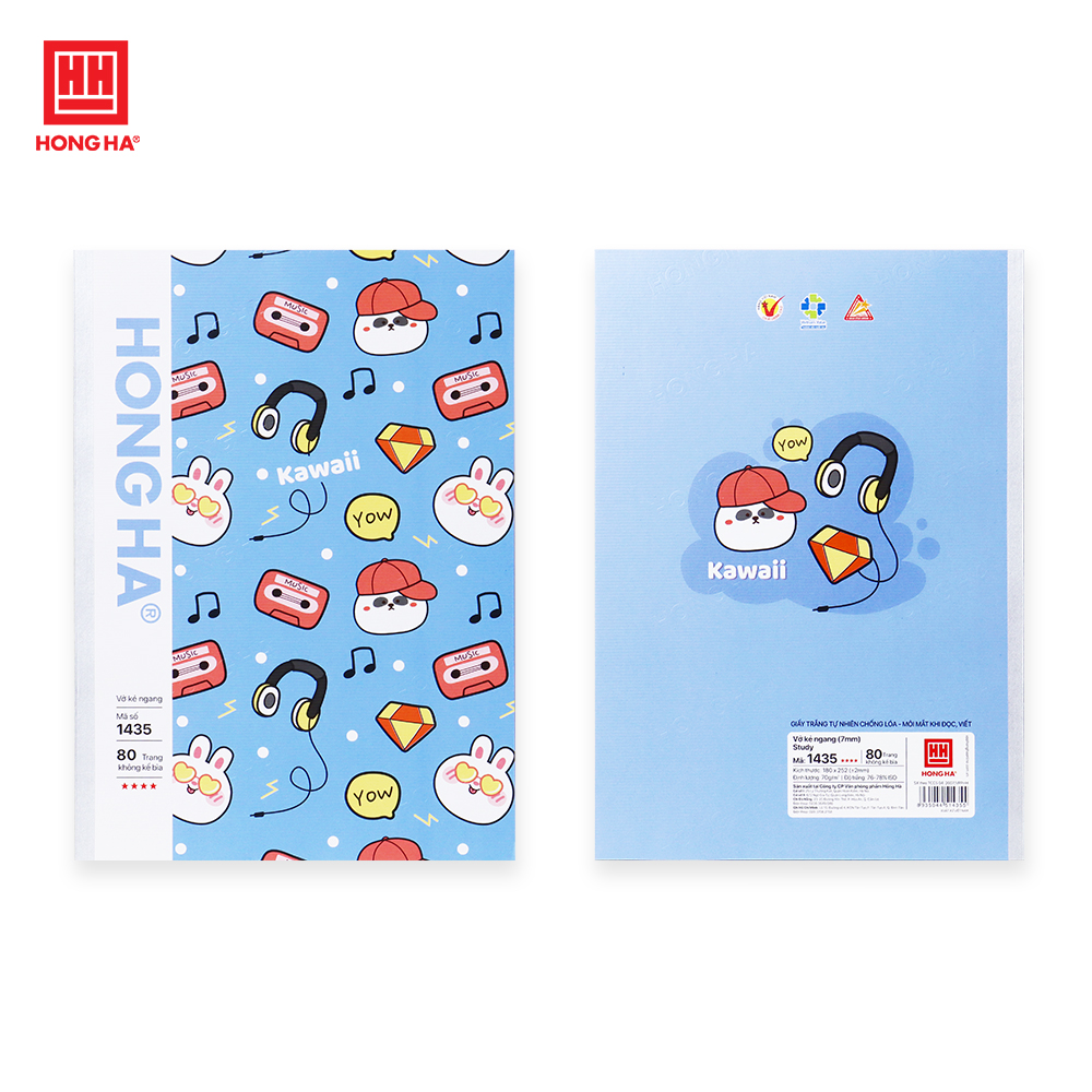 Vở kẻ ngang 80 trang ép keo dán gáy Study Oringa Hồng Hà - 1435