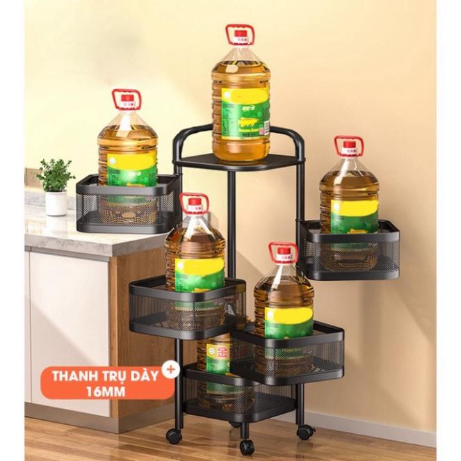 Kệ Xoay Đa Năng 360 Độ Đựng Rau Củ Quả Dáng Vuông, Kệ Đựng Đồ Thông Minh Tiết Kiệm Không Gian Thép Carbon Cao Cấp