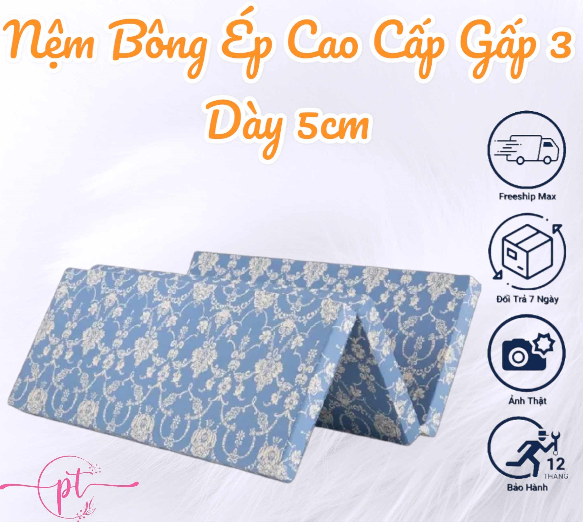 Nệm Bông Ép Cao Cấp Galaxy Gấp 3 Dày 5cm