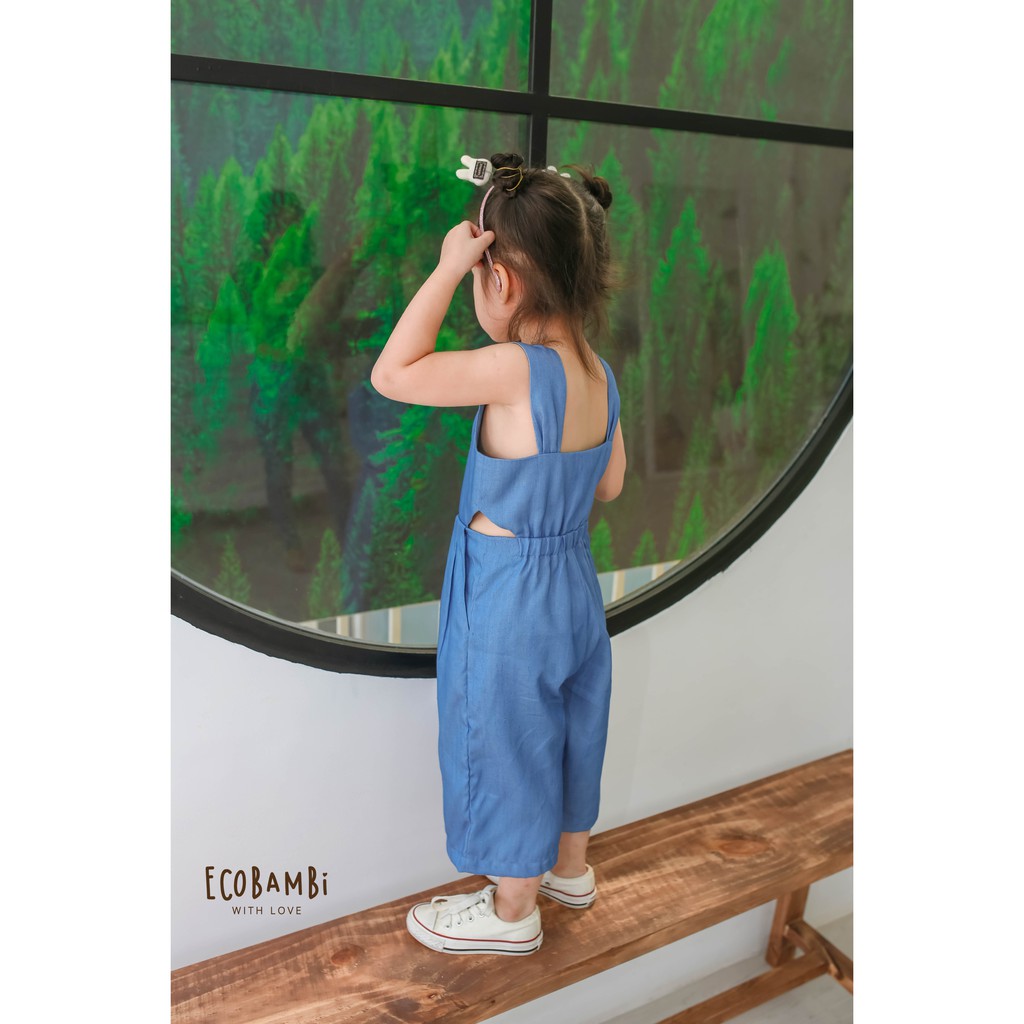 Jumpsuit khoét eo bé gái Cotton Linen ECOBAMBI