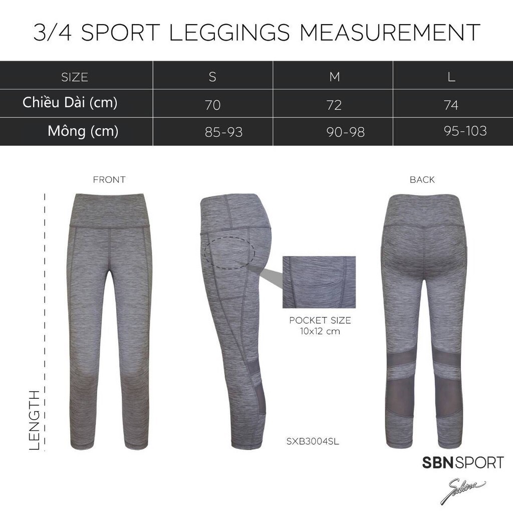 Quần Legging Thể Thao Màu Xám Fashion Sport By Sabina SXB3004SD