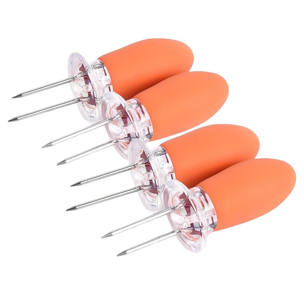 4 Pieces Heat Resistant Corn Holders Corn on the Cob Skewers Prong Forks for