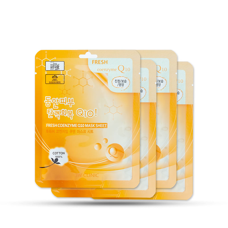 Combo 5 Mặt Nạ Cung Cấp Dưỡng Chất Phục Hồi Da 3W Clinic Fresh Coenzyme Q10 Mask Sheet 23g x 5