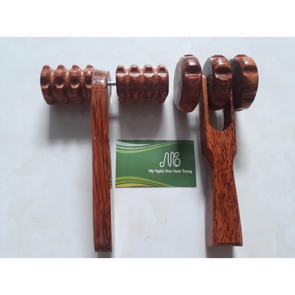 Lăn massage 2 bánh gỗ dừa