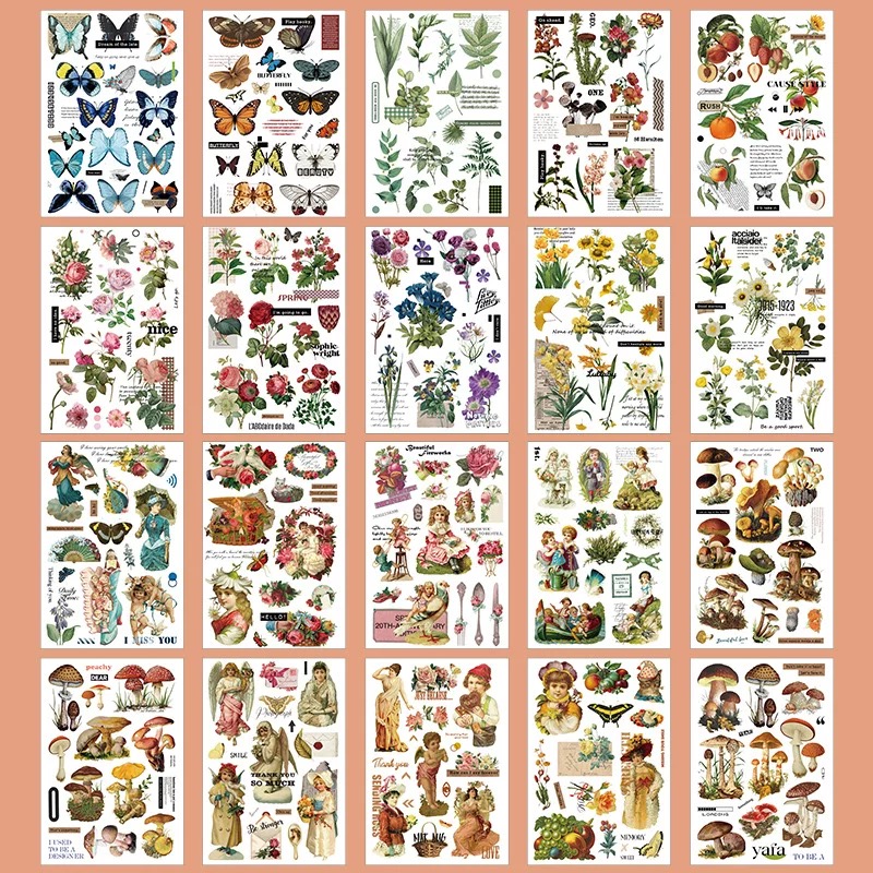 Cuốn 20 tờ stickers khổ lớn dùng để trang trí kiểu cổ điển - kpop - journal