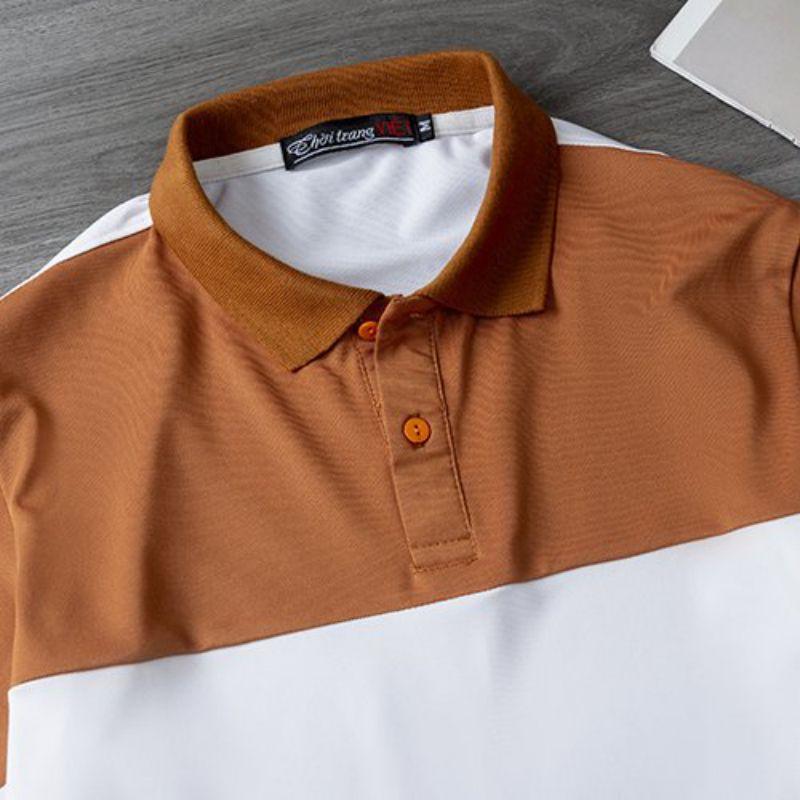 Áo Thun Polo Nam Phối Màu, Vải Cá Sấu Cotton, Chuẩn Form