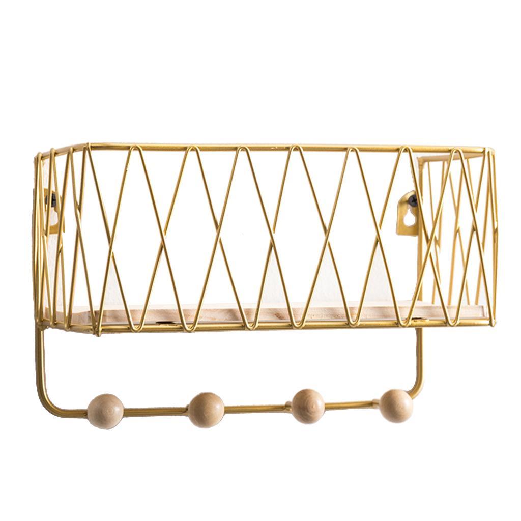 Wall Hanging Key Holder Mail Rack Coat Mail Organizer Basket golden small