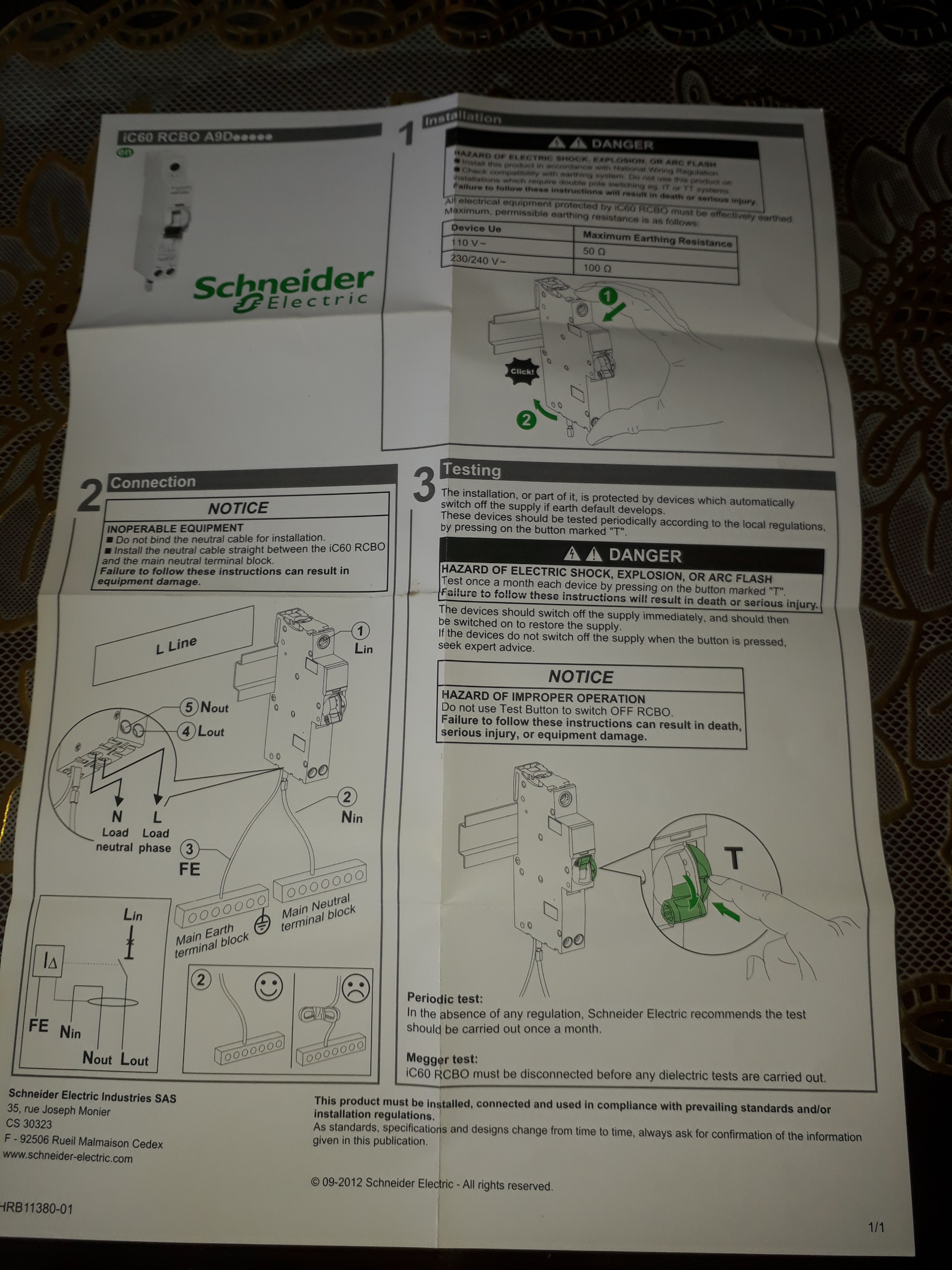 Cầu dao chống giật RCBO 1P+N-32A- 30mA Schneider
