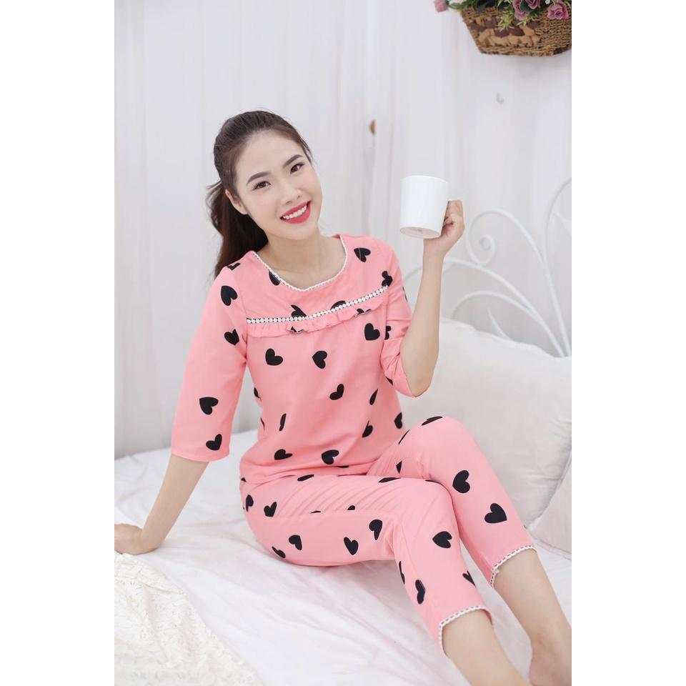 Quần áo ngủ,đồ bộ mặc nhà,mặc sau sinh,họa tiết gấu,hình tim cute