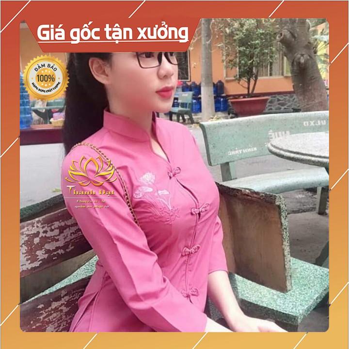 Quần Áo Đi Chùa Cổ Tàu Thêu Sen Chất Vải Kate Mịn Đẹp, Mặc Vô Cùng Thoáng Mát, Thoải Mái, Trẻ Trung Kín Đáo