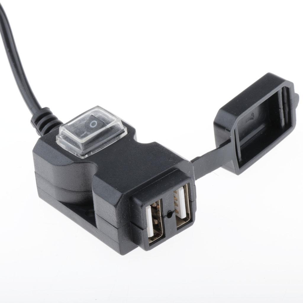 Waterproof Dual USB Handlebar Charger Socket w / Switch & Mount 9-90V
