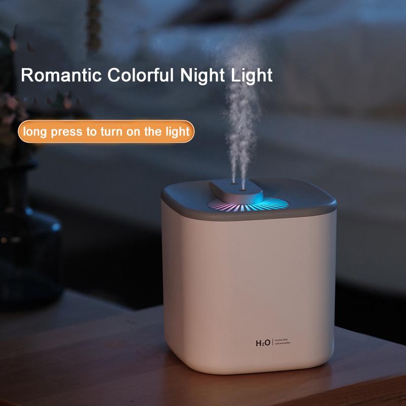 3L Máy Tạo Độ Ẩm Không Khí Tinh Dầu Hương Thơm Khuếch Tán Đôi Đầu Phun Bằng Coloful LED Siêu Âm Ẩm Khuếch Tán Hương Thơm