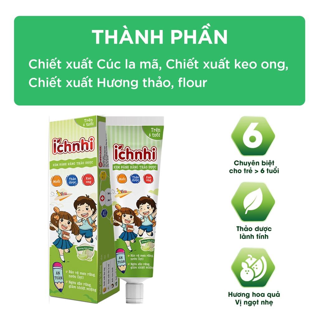 Kem đánh răng thảo dược Ích Nhi hương dưa gang tuýp 75g cho bé trên 6 tuổi