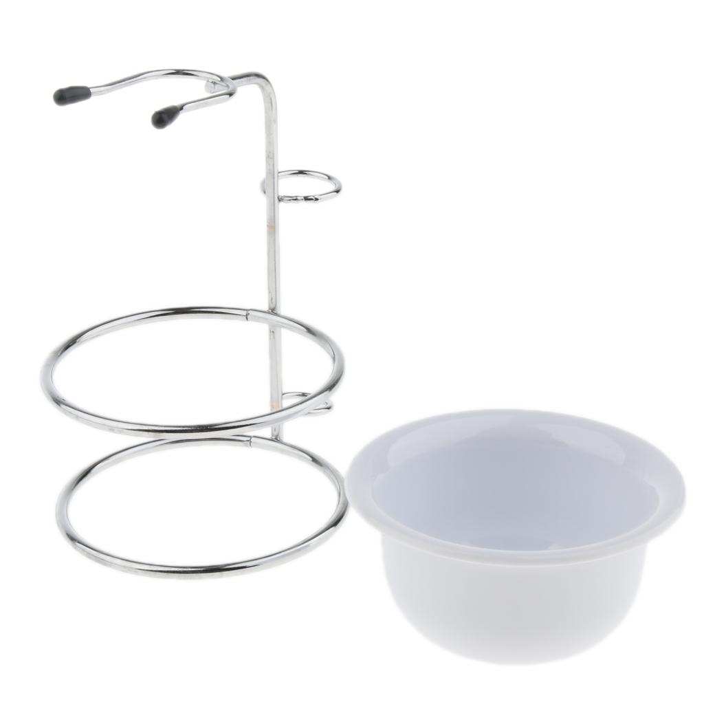 Silver Shave Set for Men, Shaving Stand with Soap Bowl Set - Fits for Most Razors and Brushes