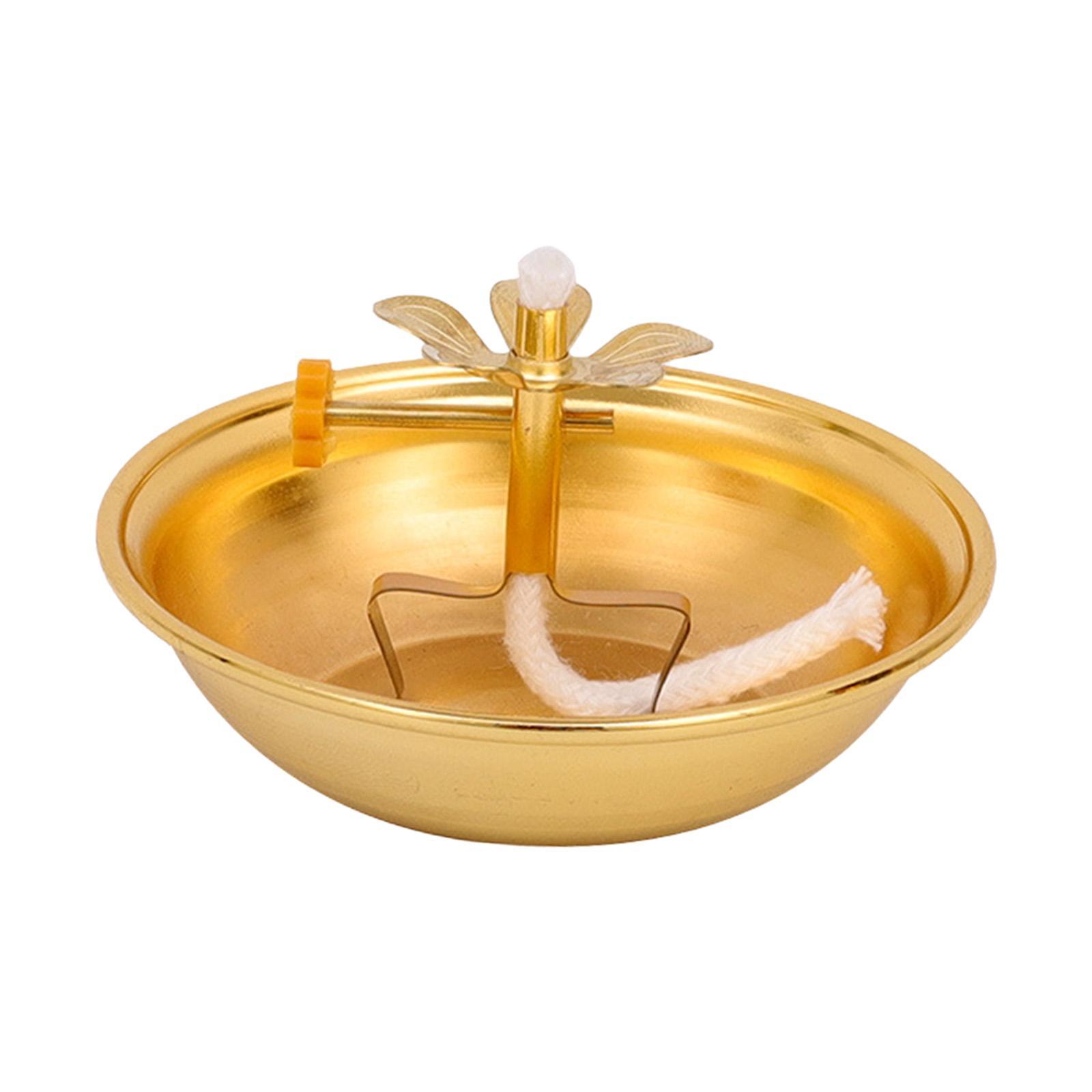 Ghee Lamp Holder Alloy Meditation Tea Light Holder for Desktop Bedroom Decor