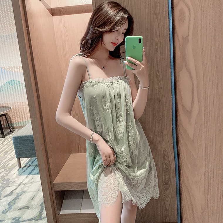 Đầm ngủ hai dây dáng suông Q47 - Váy ngủ dể thương dáng suông- Đồ ngủ mặc nhà sexy