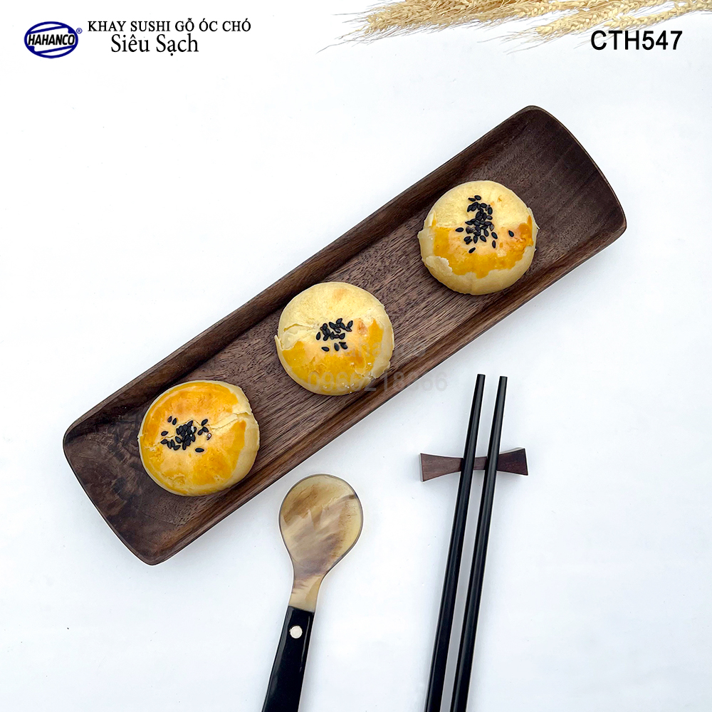 Khay Sushi gỗ Óc Chó nhập khẩu Mỹ nguyên khối - CTH547 - hàng Xuất Khẩu Nhật - đựng đồ ăn/trang trí - đĩa bánh mì/trái cây/bít tết/phụ kiện chụp ảnh, bày món ăn trong nhà hàng - Sang trọng trên bàn ăn