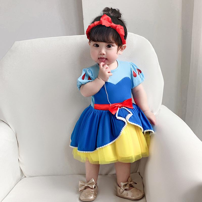 Nàng Tiên Cá Bé Gái Romper Áo Liền Quần 0-2Y Quần Áo Bé Sơ Sinh Cho Bé Gái Tay Ngắn Trẻ Em Jumpsuit Bạch Tuyết Cho Bé Trang Phục Trang Phục Mùa Hè
