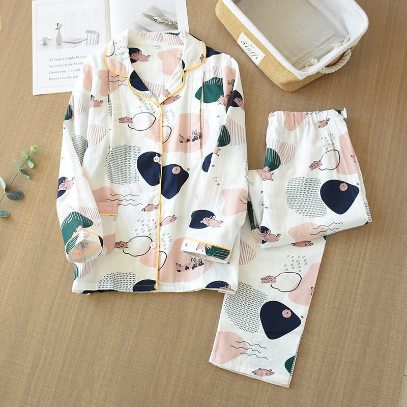 [Momcare] Bộ đồ bầu, sau sinh cho con bú Pijama thô đũi siêu mát (pig)