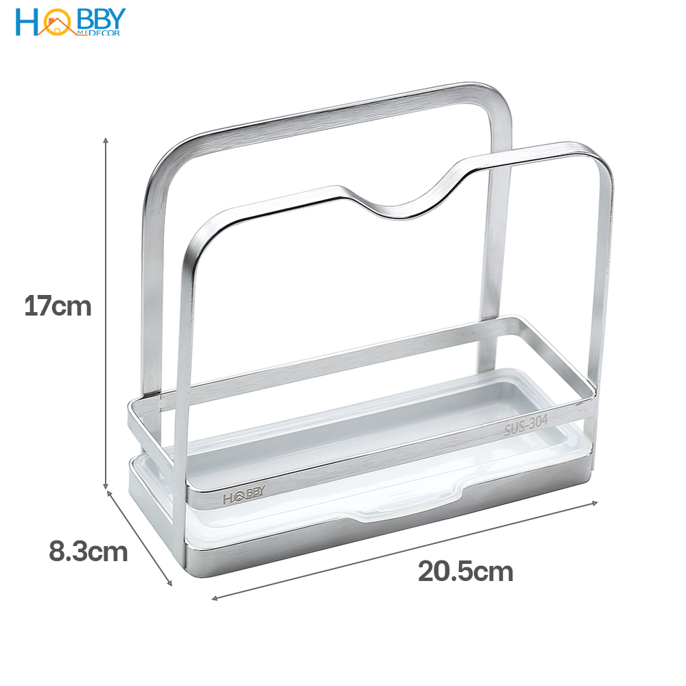 Kệ để nắp vung nồi thớt cho ráo nước khi nấu HOBBY TT06 - Inox 304 kèm khay nhựa hứng nước