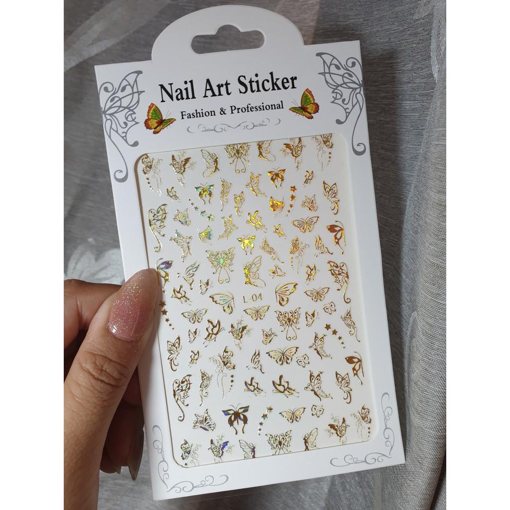 Sticker nails - hình dán móng 3D bướm hologram