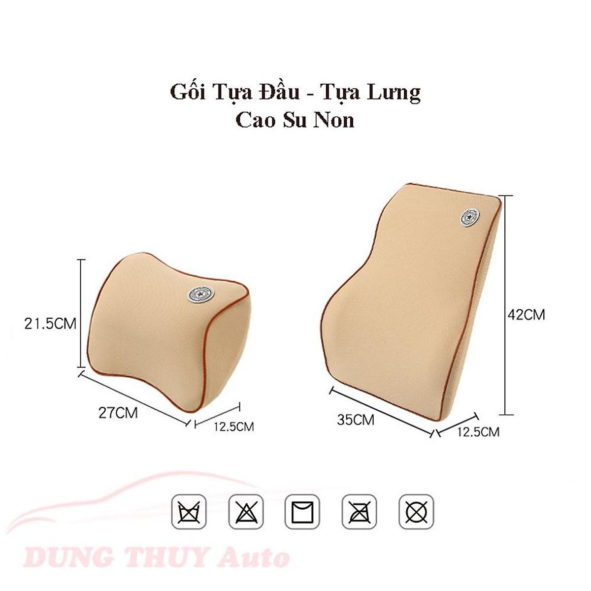 Gối tựa đầu tựa lưng ô tô cao su non đàn hồi - Tựa ghế oto vải cotton chống đau mỏi lưng , chất liệu cao su non cao cấp - Đen chỉ đỏ, Đen chỉ đỏ