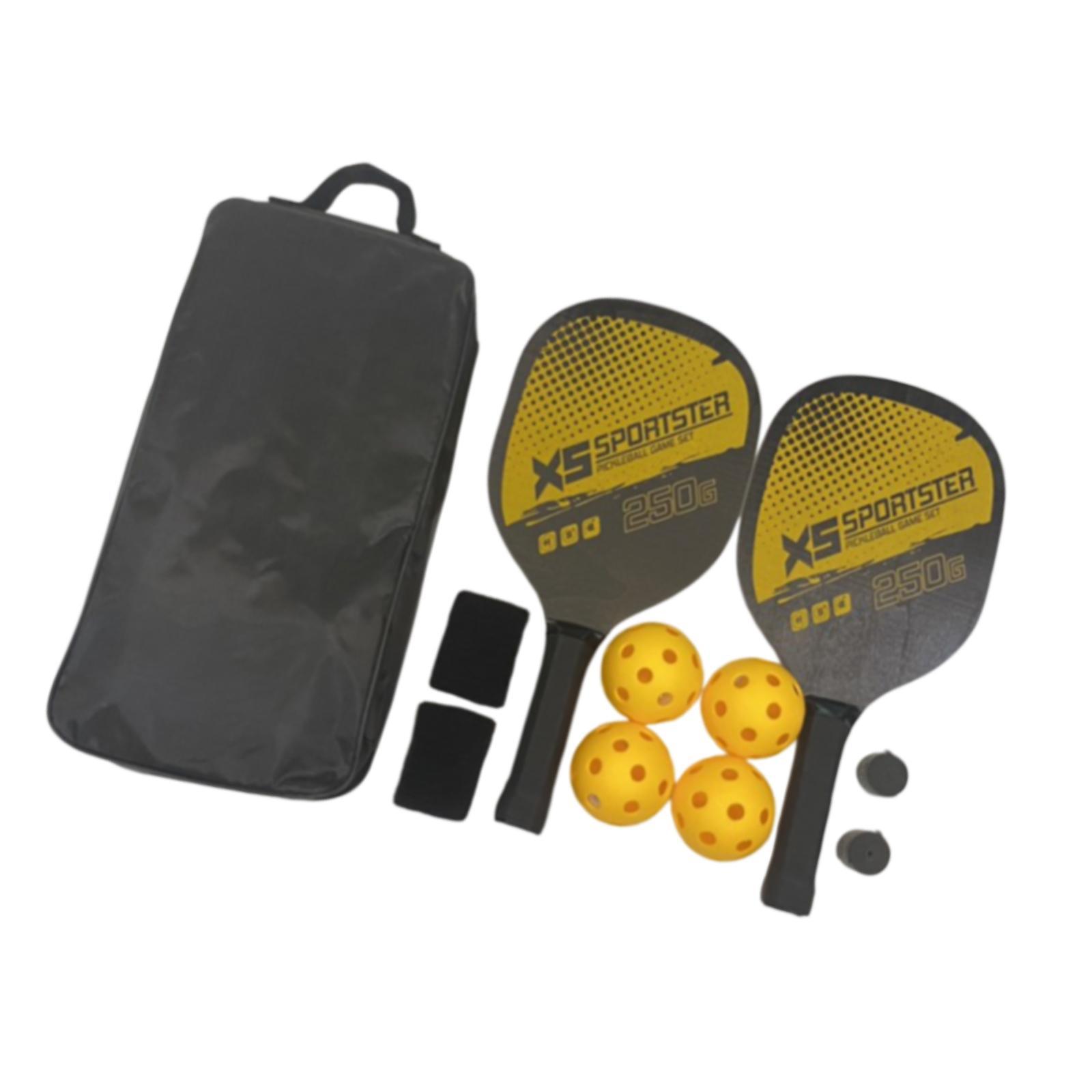 Pickleball Paddles Set 2 Paddles 4 Balls Non Slip Handle 2 Hand Glue 2 Bracers Racquet Pickleball Rackets for Player Beginner Play