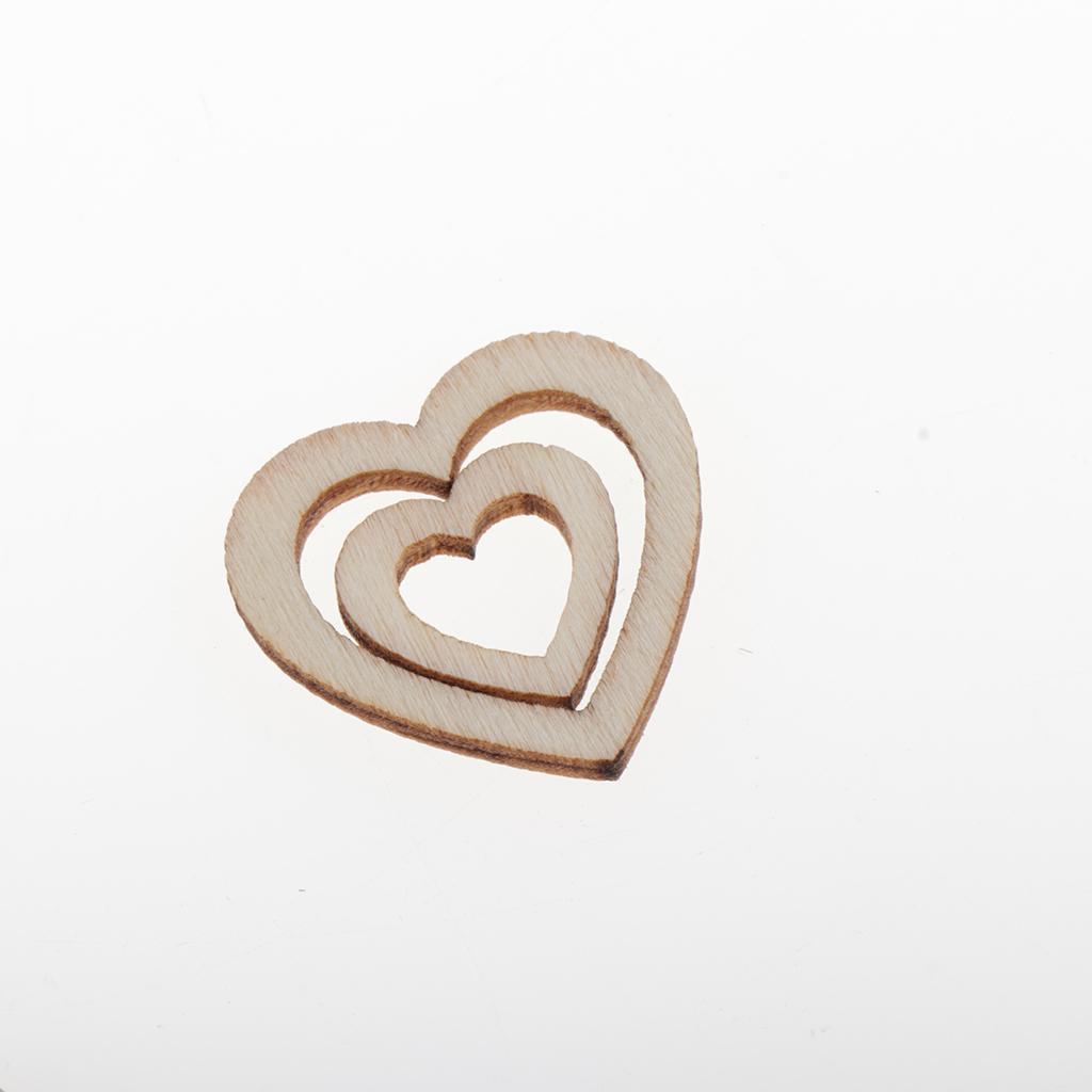 2-3pack 100 Pieces Love Shape Hearts Blank Hollow Wooden Embellishments Crafts