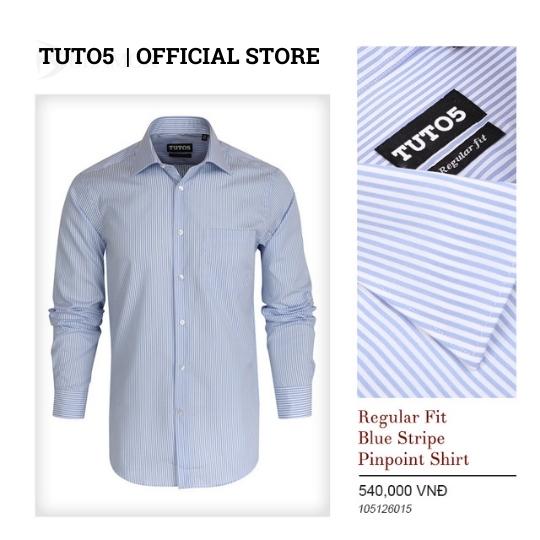 Áo sơ mi công sở trung niên nam TUTO5 Menswear dài tay sọc kẻ Regular Fit Blue Stripe Pinpoint Shirt cotton chống nhăn cao cấp phong cách trẻ trung, nam tính xanh 105126015