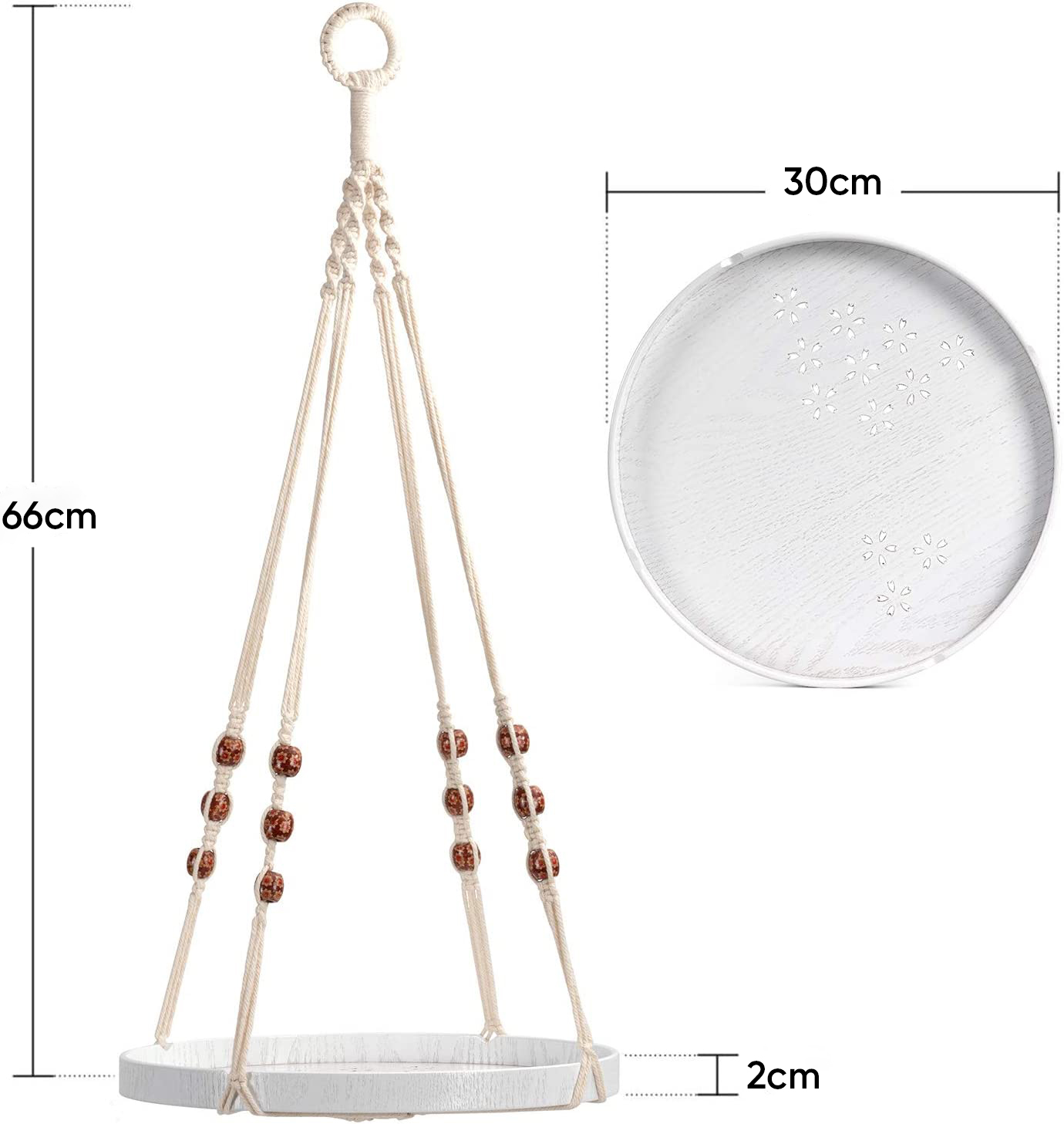 Set dây treo Macrame kèm đĩa đựng chậu MONROVIA, trang trí trong nhà, sân vườn, đan thủ công tỉ mỉ, Tiêu chuẩn Châu Âu