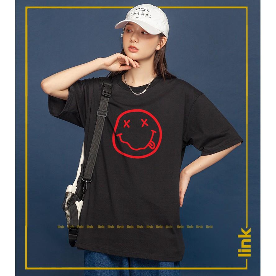 Áo phông mặt NIRVANA đáng yêu tay lỡ unisex