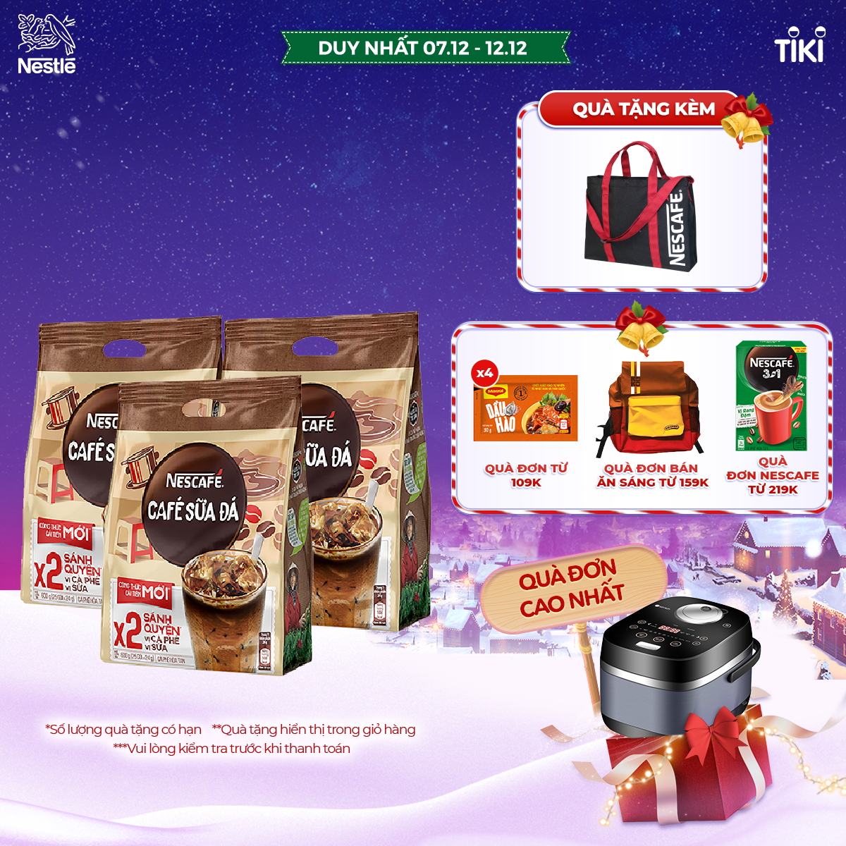 Combo 3 bịch cà phê sữa NESCAFÉ - Cà Phê Sữa Đá (Bịch 25 gói x 24 g)