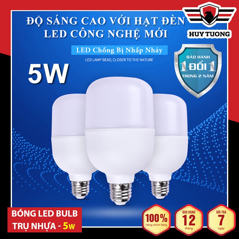 Bóng Led Bulb Led trụ nhựa siêu sáng ánh sáng trắng ( 5W - 10W - 15W - 20W - 30W - 40W - 50W ) cao cấp - Huy Tưởng