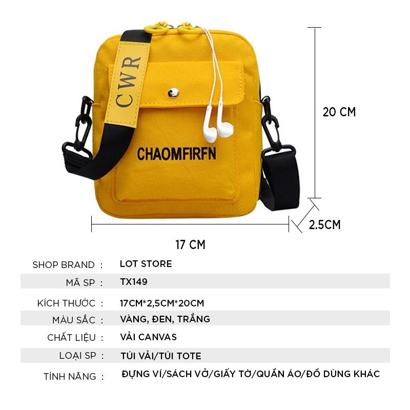 Túi tote trơn vải đeo chéo đi học canvas mềm giá rẻ TX149