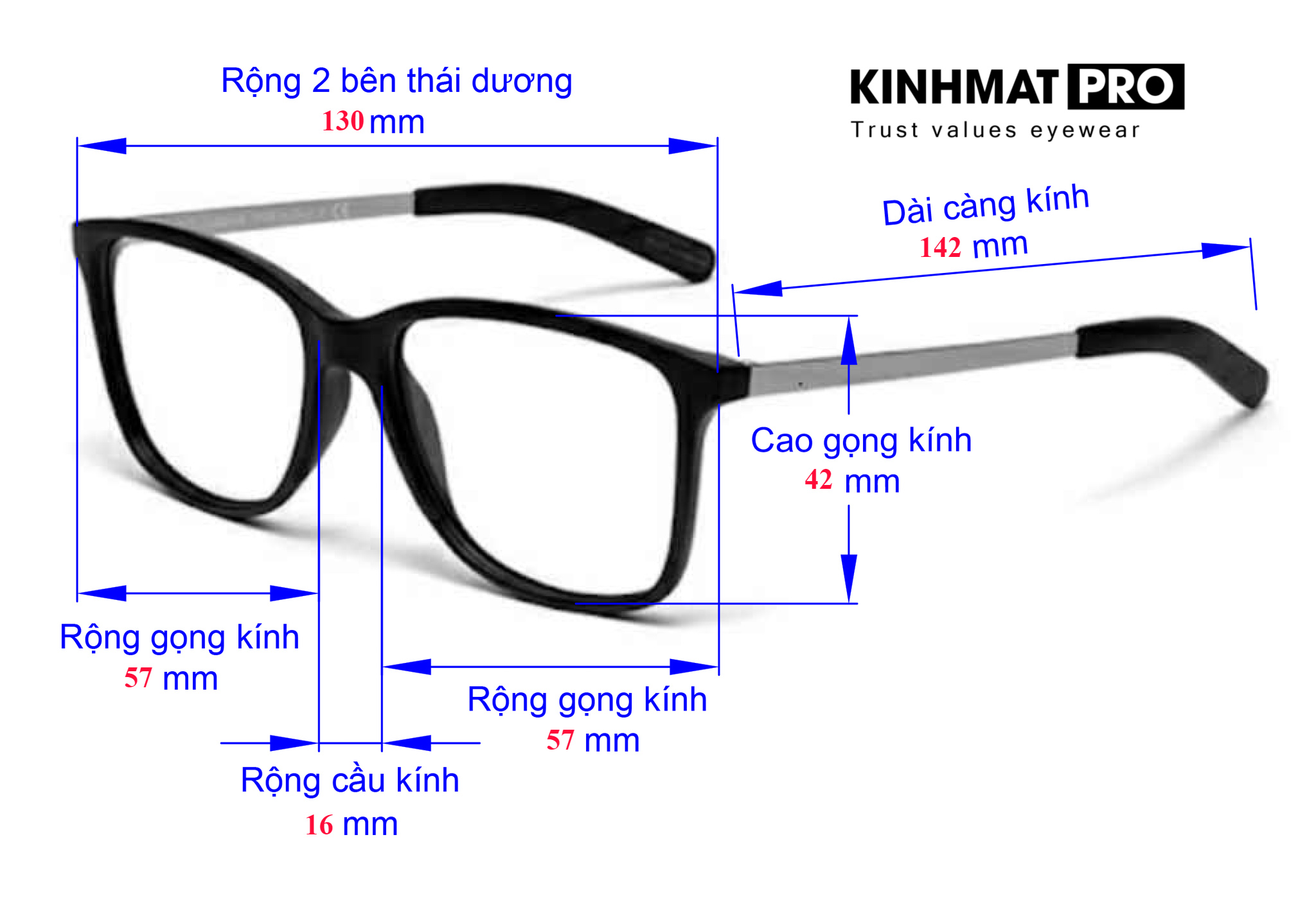 Gọng kính cận nam nữ, gọng kính cận nhựa dẻo dáng vuông - Kính mắt Pro