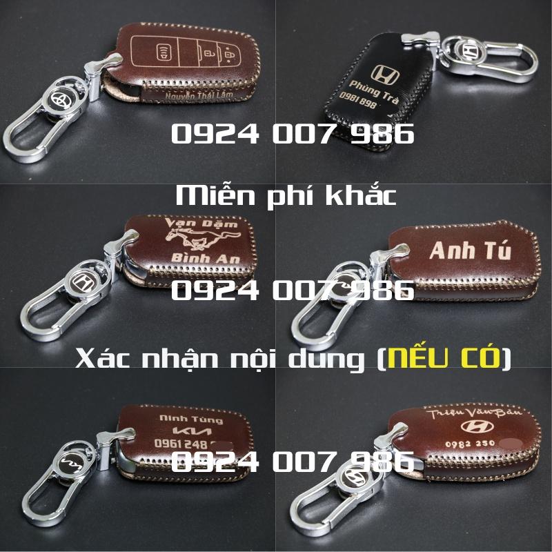 Bao da dành cho chìa khóa KIA Sedona - 6 nút bấm - Da bò thật - Khâu thủ công