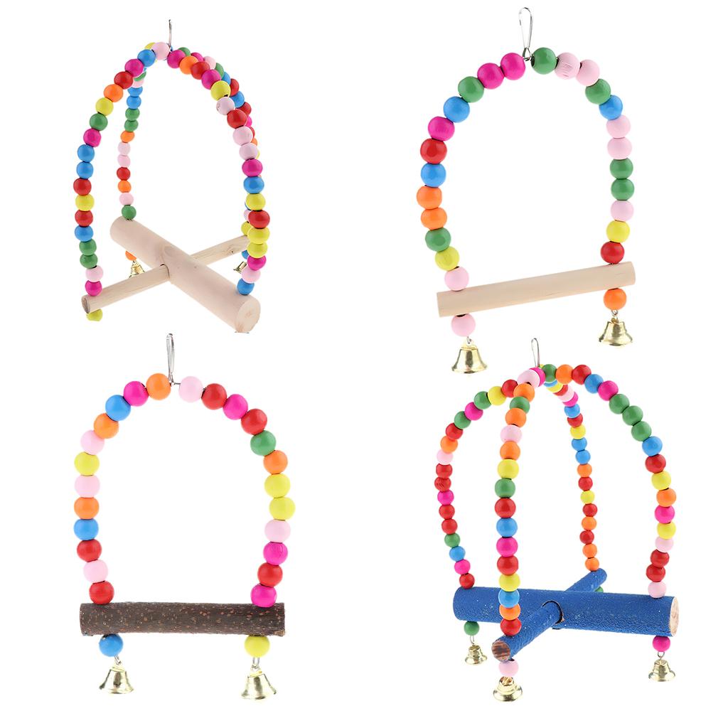 Bird Parrot Cockatiel Hanging Climbing Swing Rings Standing Frame Cage Toy