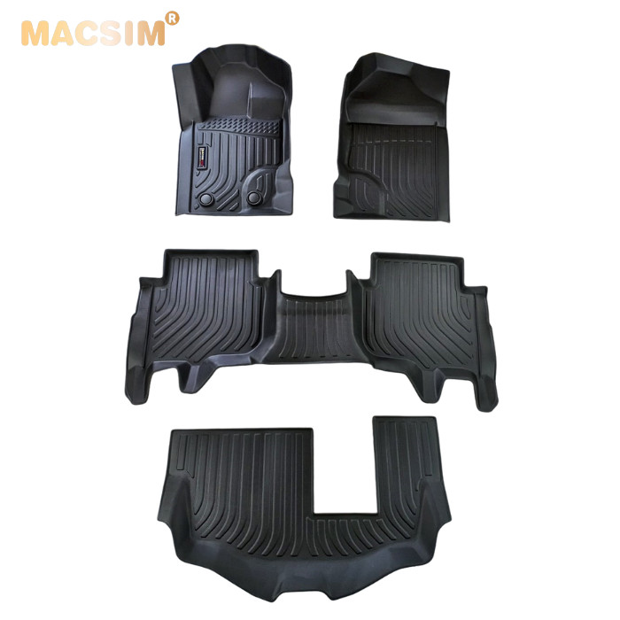 Thảm lót sàn xe ô tô Ford Everest 2016-2021 Nhãn hiệu Macsim chất liệu nhựa TPE cao cấp màu đen