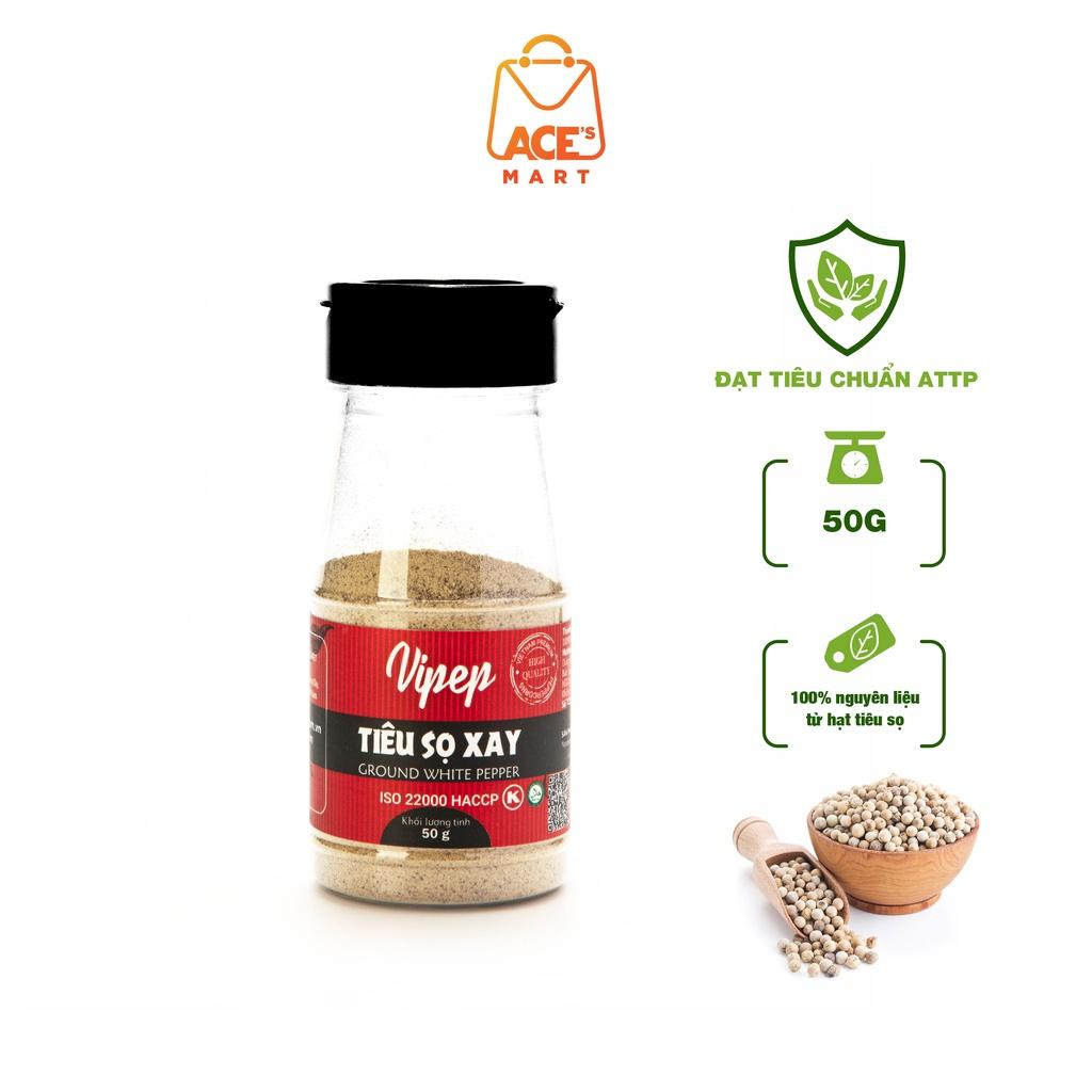Tiêu sọ xay Vipep từ 100% hạt tiêu sọ nguyên chất - gia vị dùng nêm, ướp, khử tanh thực phẩm (hũ nhỏ 50g)