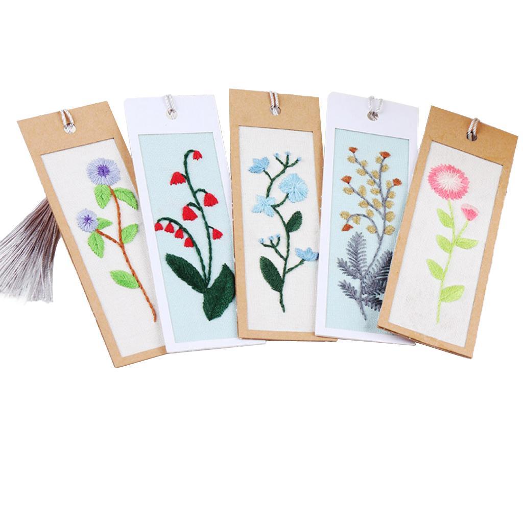 DIY Cross Stitch Needlework Embroidery Tassel Bookmark Kits Flower pattern 1