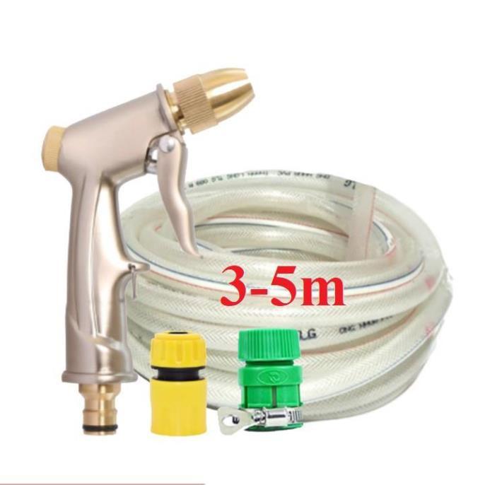 Bộ dây vòi xịt nước rửa xe, tưới cây . tăng áp 3 lần, loại 3m, 5m 206701-1Sđầu đồng, cút+ tặng túi đựng bút