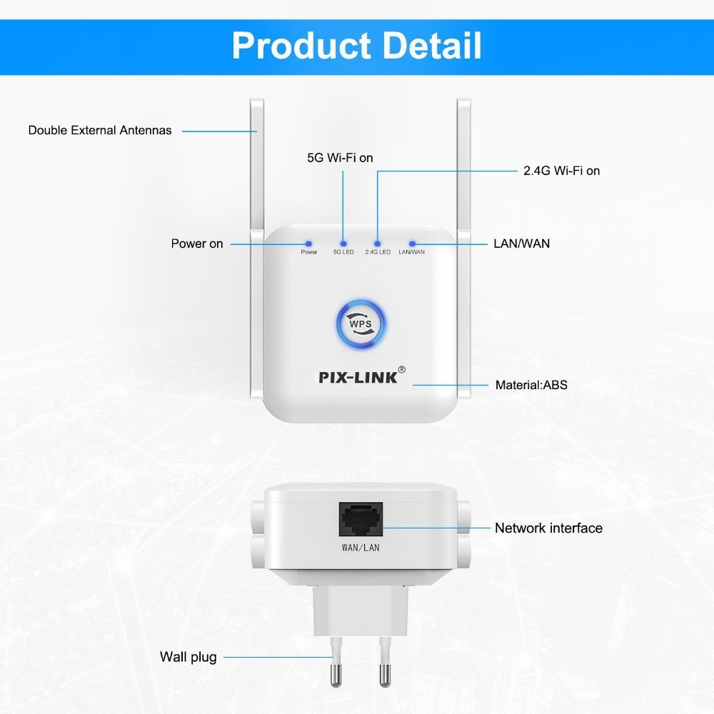 Bộ kích sóng Wifi 5G PIX-LINK LV- AC24 Pro Tần Số Kép AC 1200 Khả Năng Xuyên Tường Mạnh Mẽ, Mở Rộng Vùng Phủ Sóng Thêm 50m Cực Khỏe - Hàng Chính Hãng/ hàng Nhập Khẩu