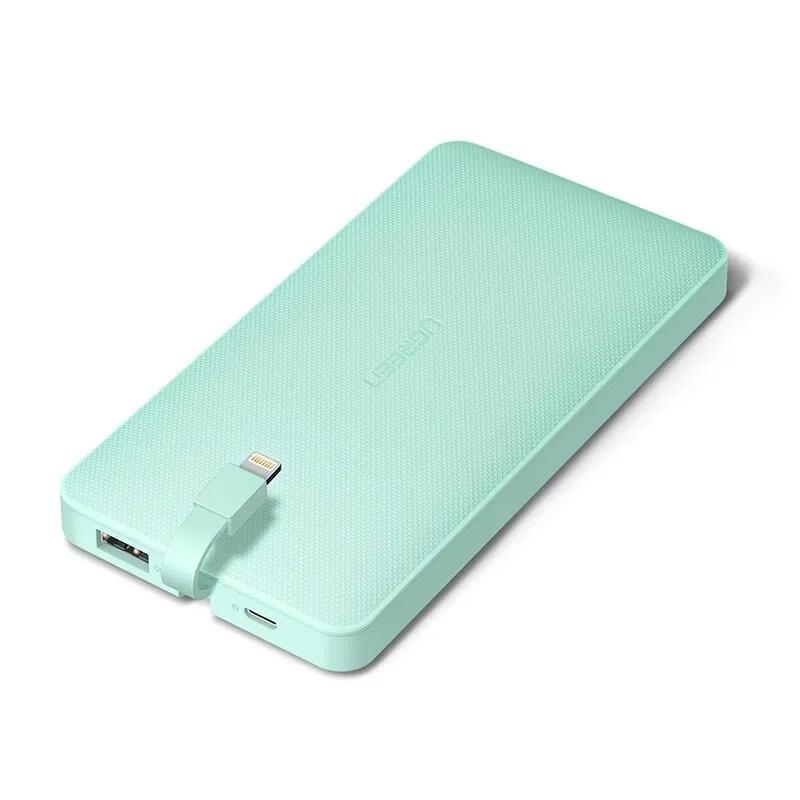 Ugreen 40894 10000mAh màu Xanh Sạc dự phòng + cáp sạc iPhone tích hợp  PB102 - Hàng chính hãng